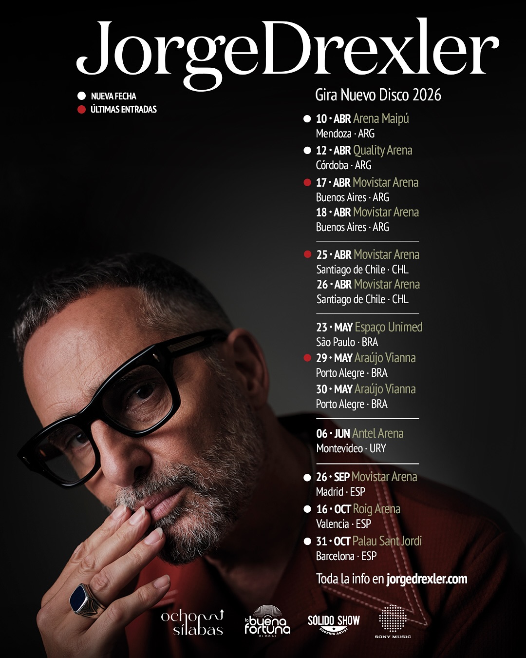 Jorge Drexler Gira Nuevo Disco 2026 Tour Poster 2026